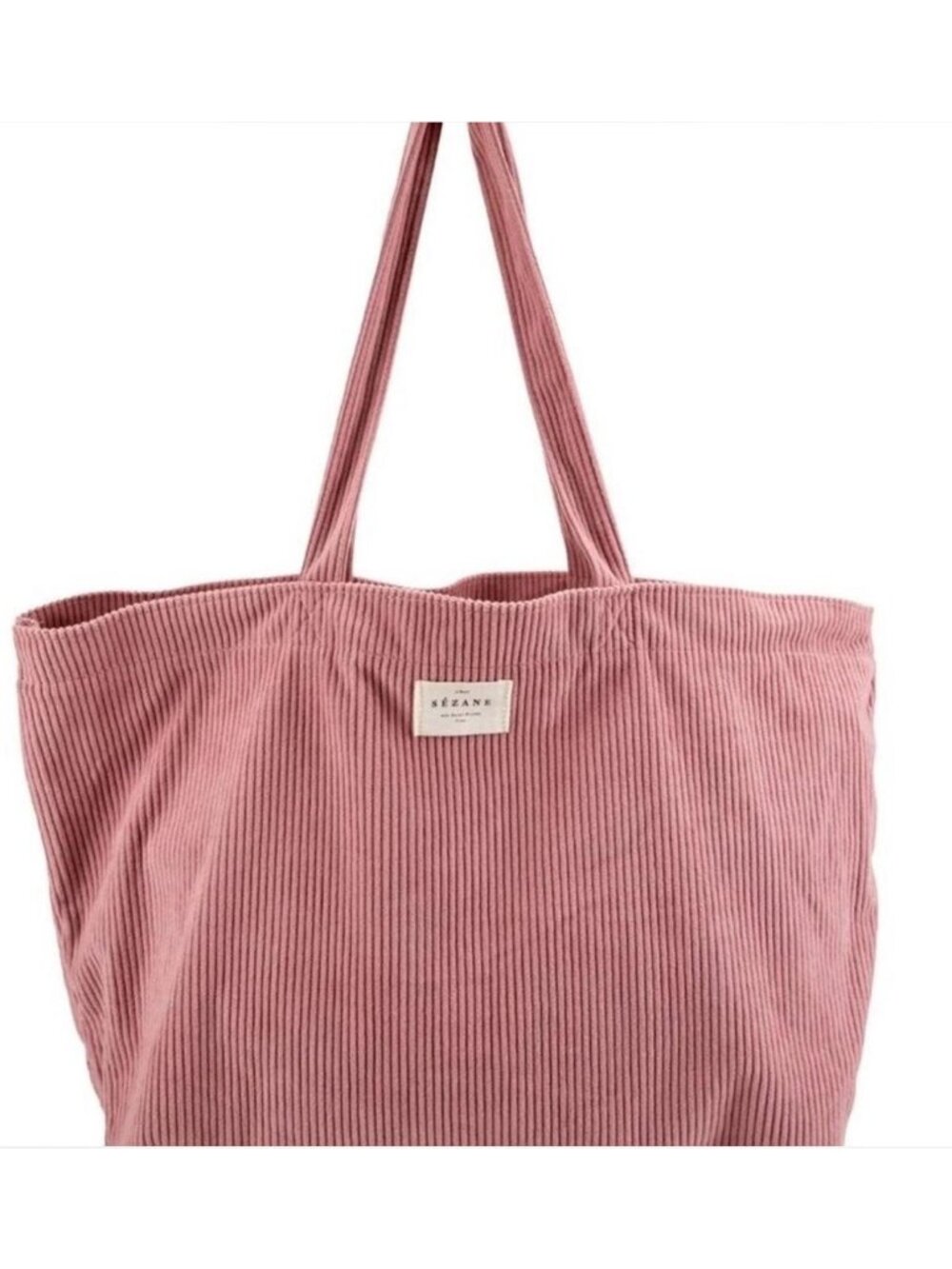 Sézane Rue Saint-Fiacre Large Pink Corduroy Tote Bag